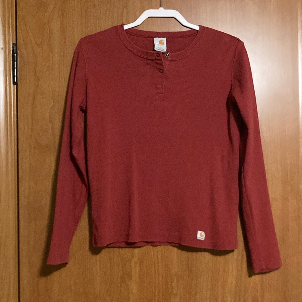 Carhartt Red Crew Neck Long Sleeve T-Shirt